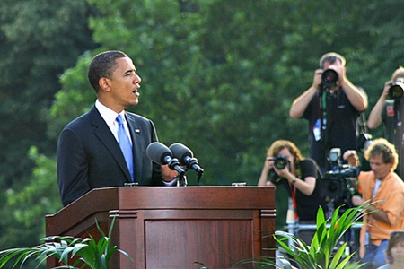 Obama på talerstolen i Berlin 24/7-08 (foto: jonasclemens. CC-lisens: by)